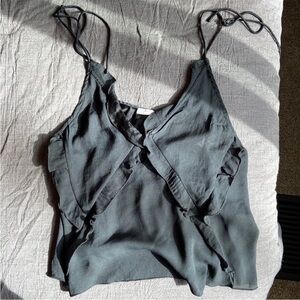 Free People Intimately shoulder tie delicate ruffle blouse-EUC